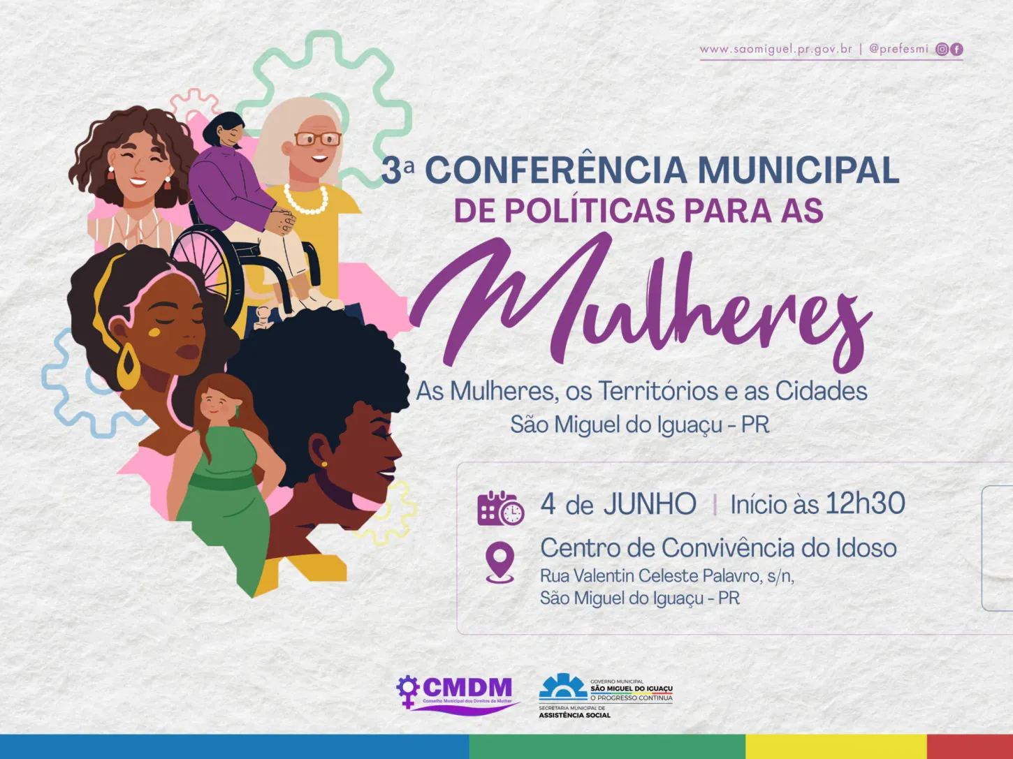 3° CONFERÊNCIA MUNICIPAL DE POLÍTICAS PARA AS MULHERES SERÁ REALIZADA NO DIA 04 DE JUNHO EM SÃO MIGUEL