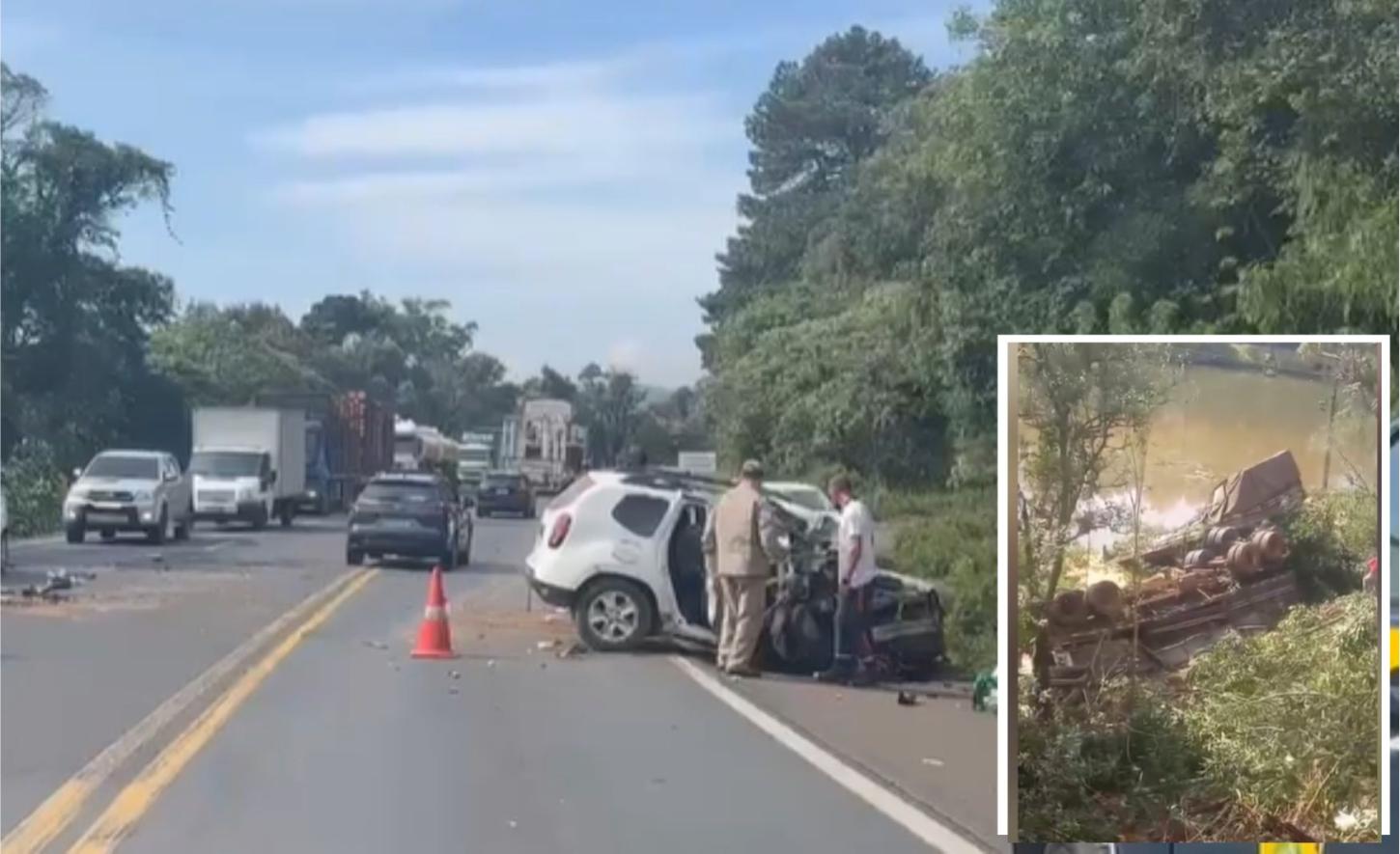 COLISÃO FRONTAL NA BR-277 DEIXA UM MORTO E TRÊS FERIDOS