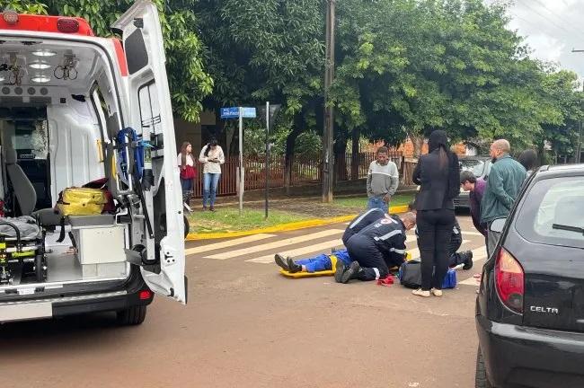 MOTOCICLISTA DE SANTA HELENA FICA FERIDO APÓS COLISÃO ENTRE CARRO E MOTO