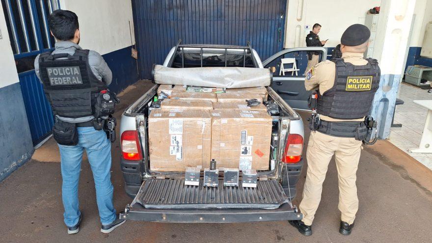 PM, PF E RECEITA FEDERAL DE CASCAVEL INTERCEPTAM CARGA ILEGAL DE ‘VAPERS’ NA BR-277, EM SANTA TEREZA