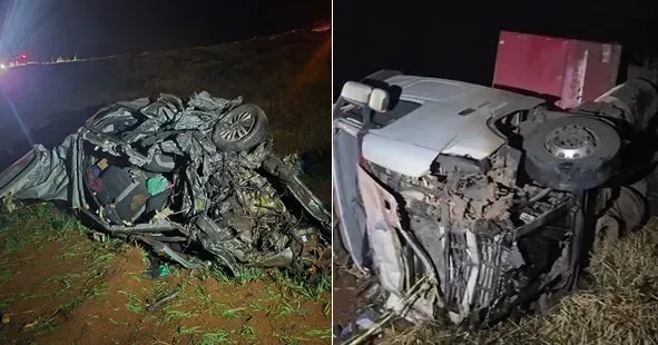 CINCO PESSOAS MORREM APÓS ACIDENTE ENTRE CARRO E CAMINHÃO NA PR-280 EM PATO BRANCO