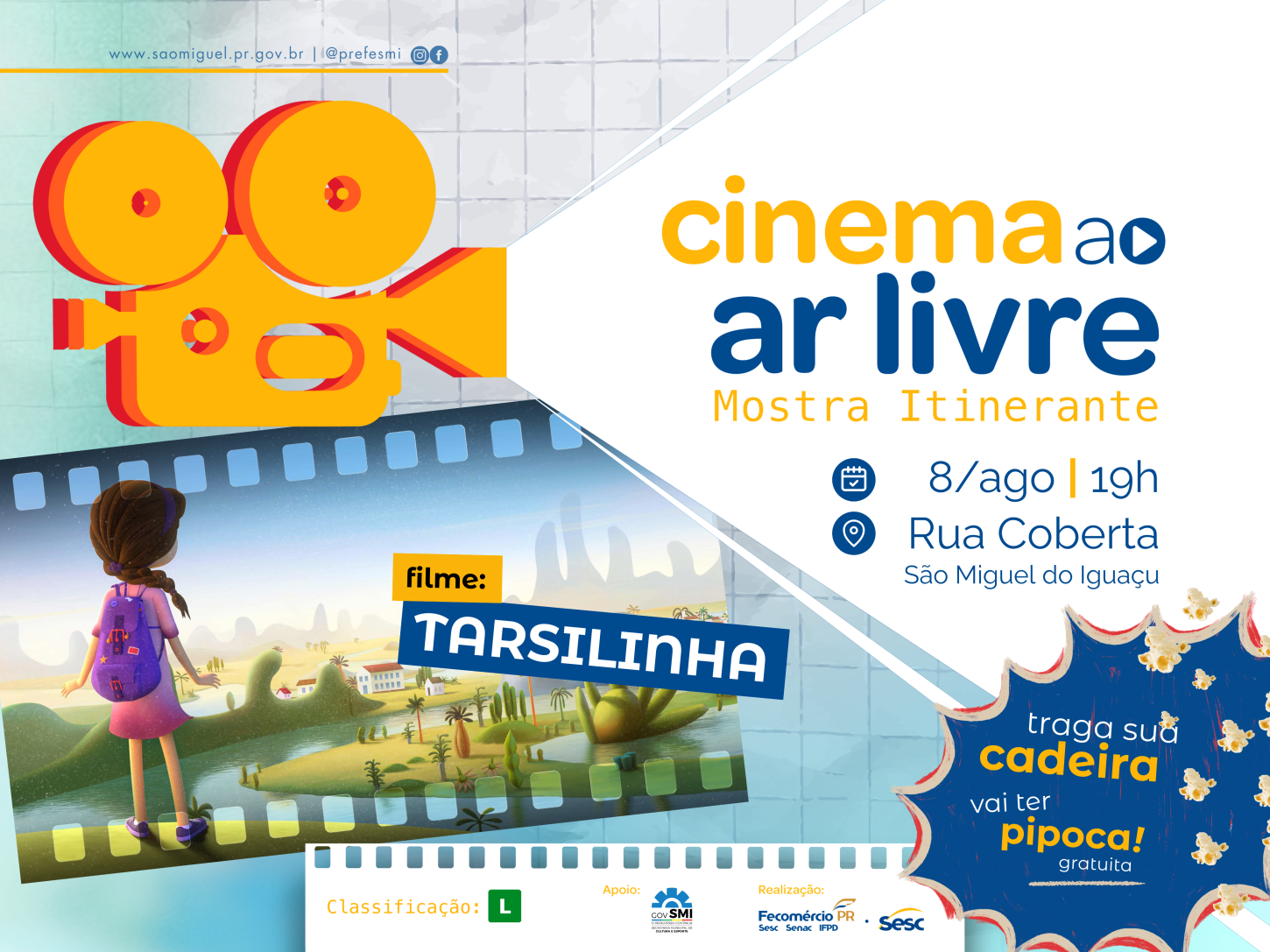 CINEMA AO AR LIVRE TRAZ O FILME ‘TARSILINHA’ PARA SÃO MIGUEL DO IGUAÇU