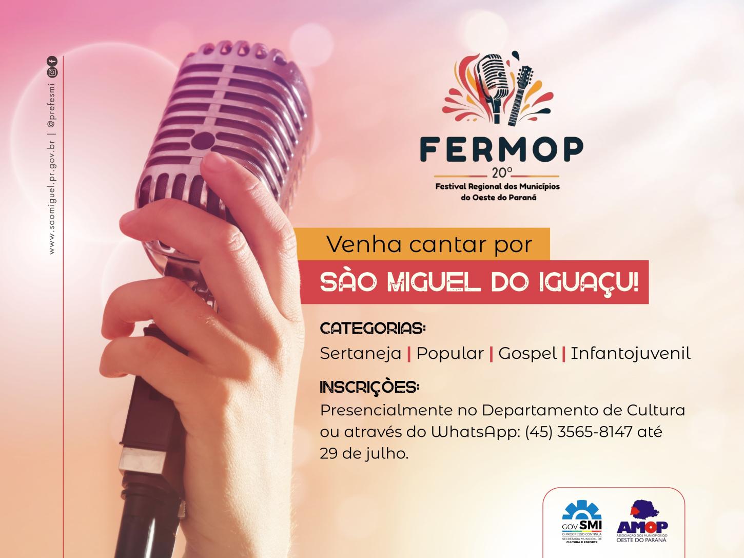 GOVERNO DE SÃO MIGUEL ABRE INSCRIÇÕES PARA INTERESSADOS EM REPRESENTAR O MUNICÍPIO NO 20º FERMOP