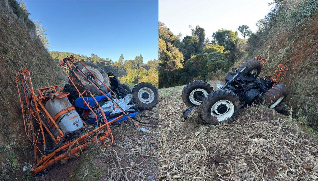 IDOSO É ENCONTRADO MORTO EMBAIXO DE TRATOR QUE DESPENCOU EM BARRANCO NO SUDOESTE PARANÁ