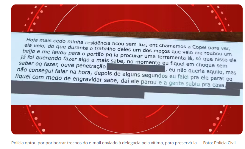 MULHER FICA SEM LUZ, ACIONA COPEL E É ESTUPRADA POR ELETRICISTA TERCEIRIZADO DENTRO DE CASA, NO PARANÁ