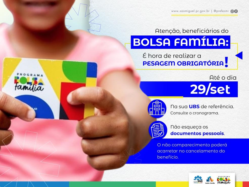 GOVERNO MUNICIPAL DE SÃO MIGUEL CONVOCA BENEFICIÁRIOS DO BOLSA FAMÍLIA PARA PESAGEM NAS UNIDADES DE SAÚDE