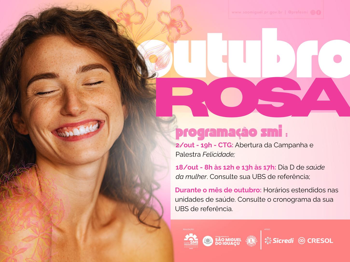 CAMPANHA OUTUBRO ROSA TERÁ AÇÕES DE PREVENÇÃO E CONSCIENTIZAÇÃO EM SÃO MIGUEL DO IGUAÇU
