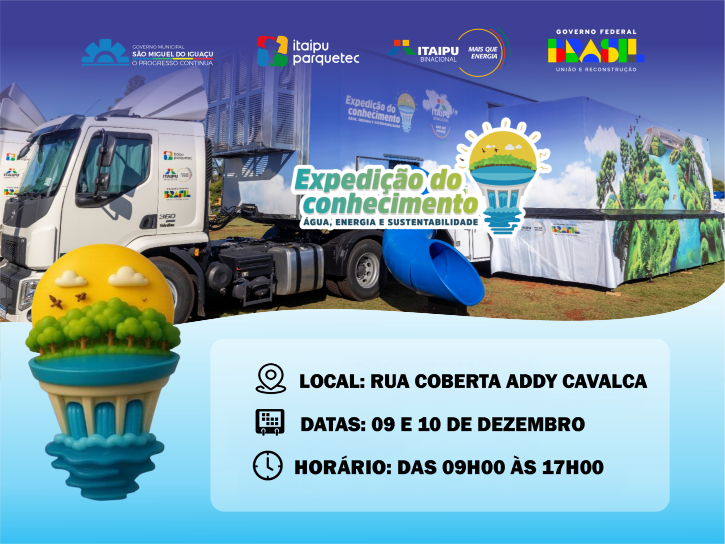 SÃO MIGUEL DO IGUAÇU RECEBE NA PRÓXIMA SEMANA A UNIDADE MÓVEL DA EXPEDIÇÃO DO CONHECIMENTO