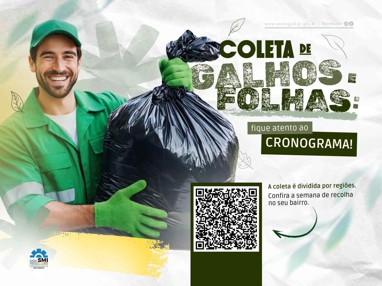 MUNÍCIPES DE SÃO MIGUEL DO IGUAÇU DEVEM FICAR ATENTOS AO CRONOGRAMA PARA A COLETA DE GALHOS, FOLHAS E RESÍDUOS DE JARDINAGEM EM 2026