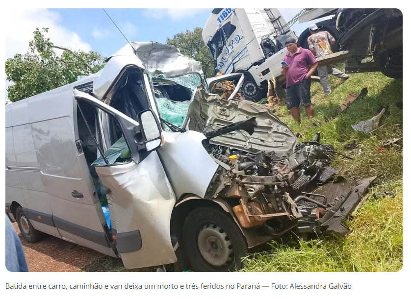 BATIDA ENTRE CARRO, CAMINHÃO E VAN DEIXA UM MORTO E TRÊS FERIDOS NA BR-277