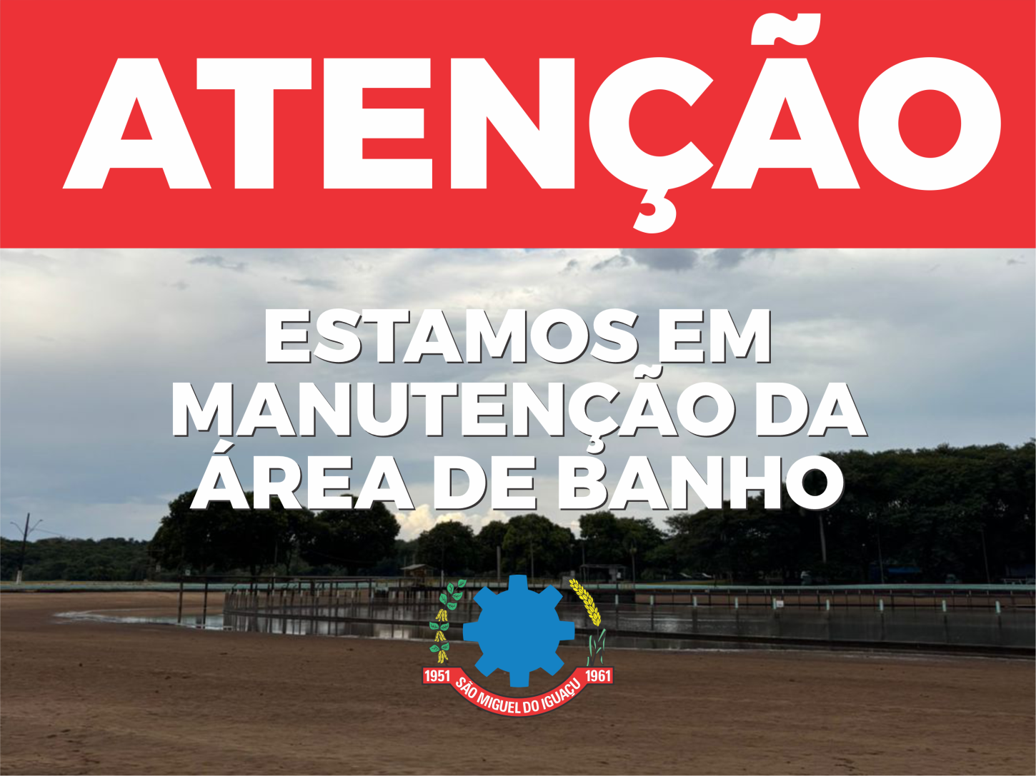 PISCINA ARTIFICIAL DO TERMINAL TURÍSTICO DE SÃO MIGUEL ESTÁ SENDO ESVAZIADA POR QUESTÕES DE SEGURANÇA   