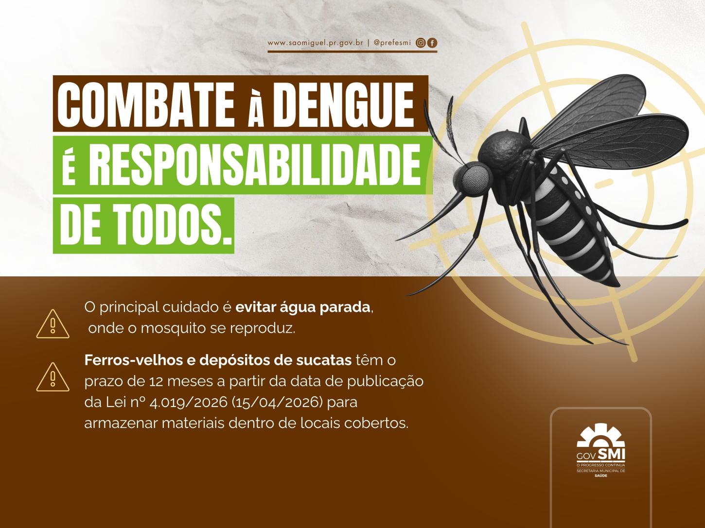 SÃO MIGUEL DO IGUAÇU REFORÇA REGRAS RÍGIDAS PARA COMBATE À DENGUE E PREVÊ MULTAS