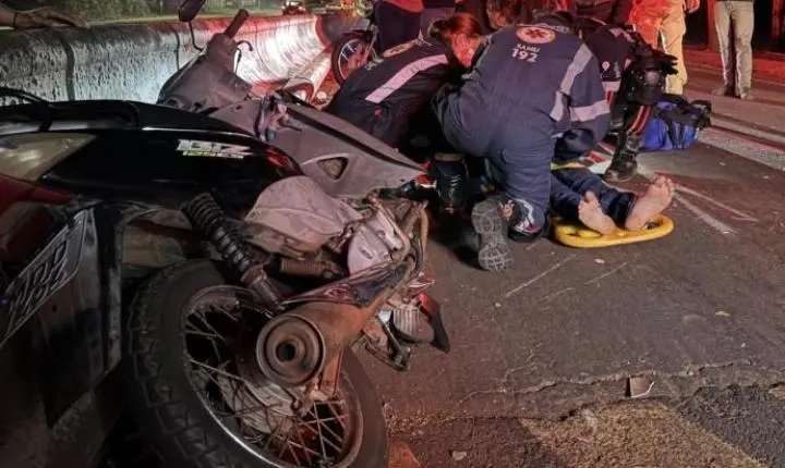 COLISÃO FRONTAL ENTRE MOTOS DEIXA UMA PESSOA EM ESTADO GRAVE EM SANTA HELENA