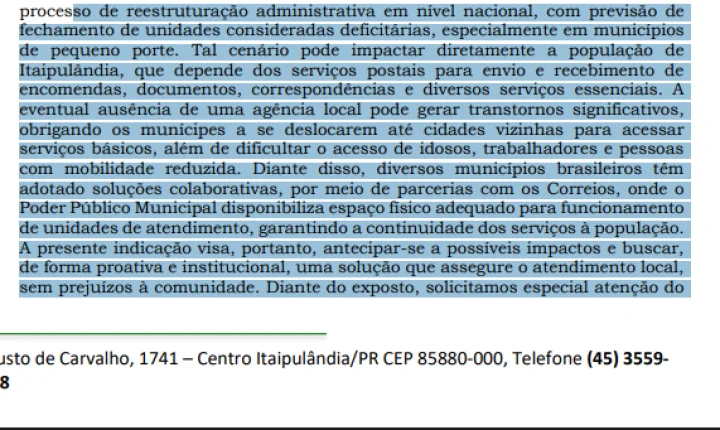 ITAIPULÂNDIA PODE PERDER CORREIOS? VEREADORES SE MOBILIZAM PARA GARANTIR ATENDIMENTO